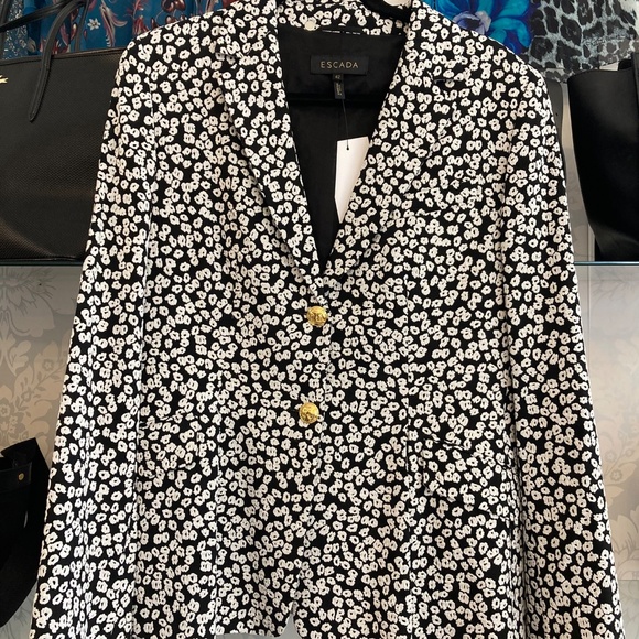 Escada Black & White Floral Blazer – Size 42